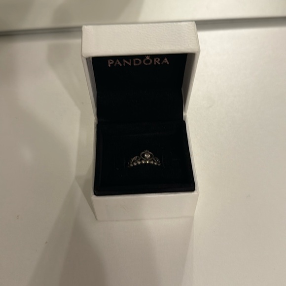 Two ring set: Pandora Crown Ring and Two Sparkling Hearts ring - Picture 4 of 5